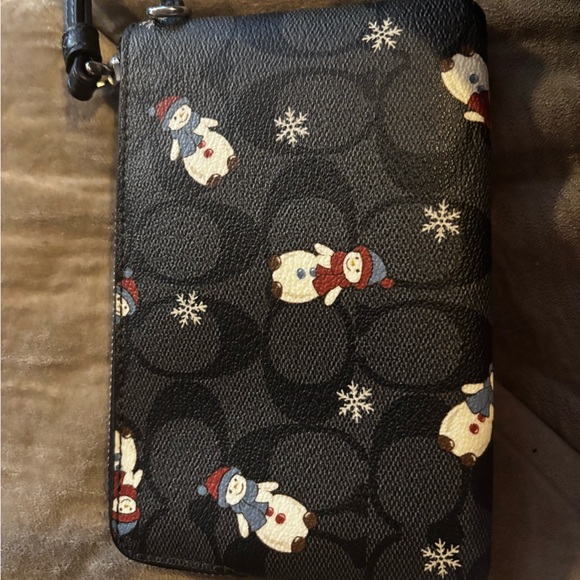 Coach Handbags - Coach Black Wristlet with Snowman and Snowflake Design